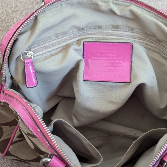 COACH Pink and Tan Shoulder strap Purse - Picture 3 of 7